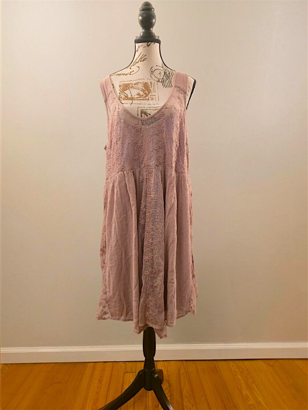 Abercrombie & Fitch Dusty Pink Backless Lace-Trim Dress